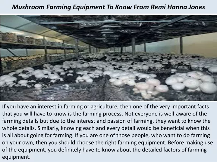 mushroom farming equipment to know from remi hanna jones