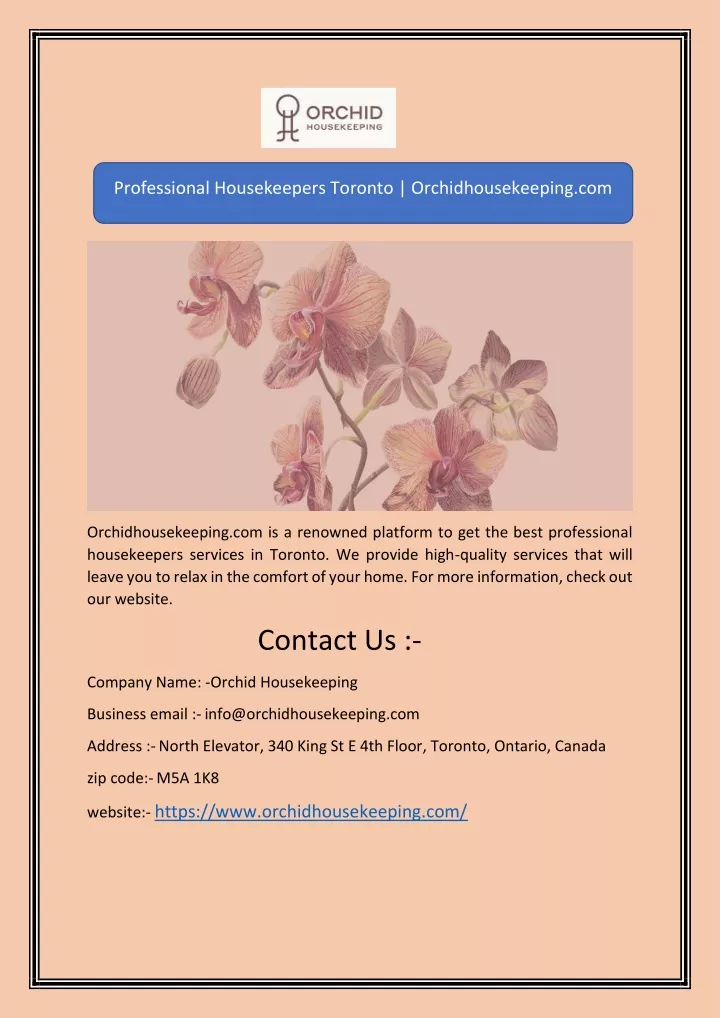 professional housekeepers toronto