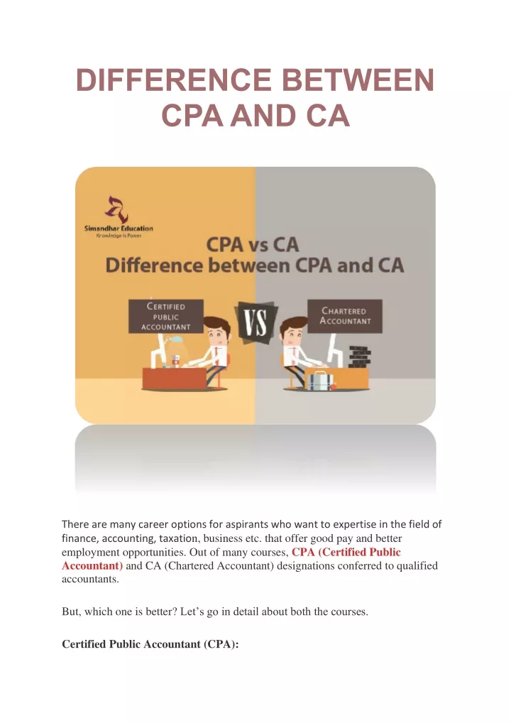 difference between cpa and ca