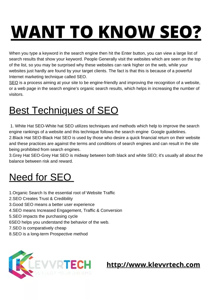 want to know seo