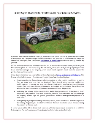 3 key signs that call for professional pest