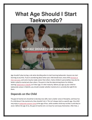 what age should i start taekwondo