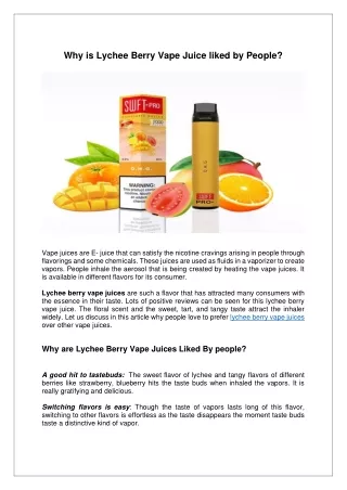 why is lychee berry vape juice liked by people