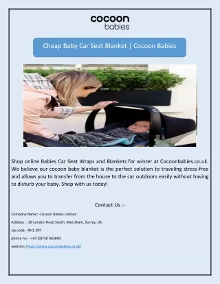 Cheap Baby Car Seat Blanket | Cocoon Babies