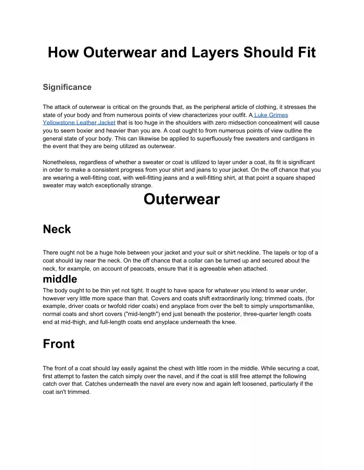 how outerwear and layers should fit