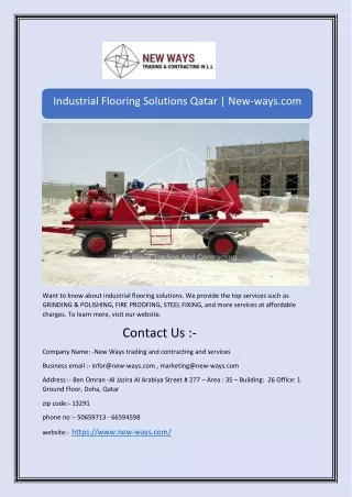 Industrial Flooring Solutions Qatar | New-ways.com