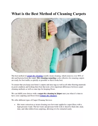 What is the Best Method of Cleaning Carpets