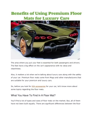 benefits of using premium floor mats for luxury