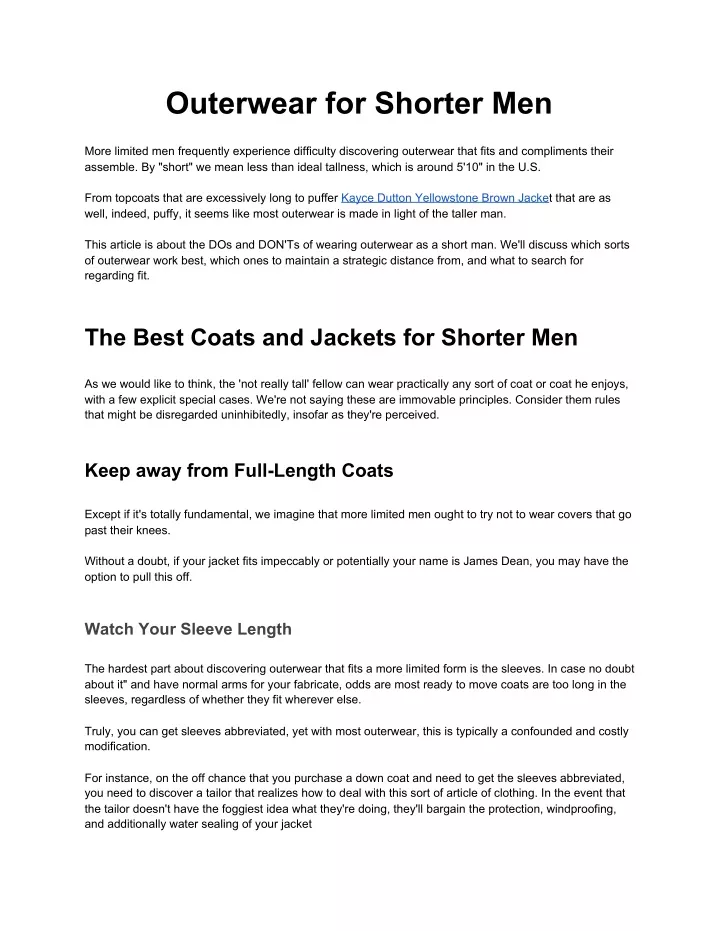 outerwear for shorter men