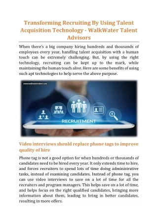 transforming recruiting by using talent