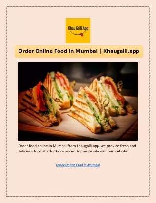 Order Online Food in Mumbai | Khaugalli.app