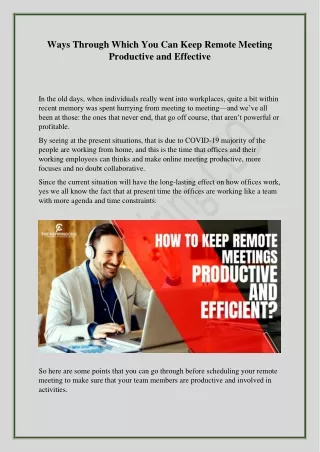 ways through which you can keep remote meeting
