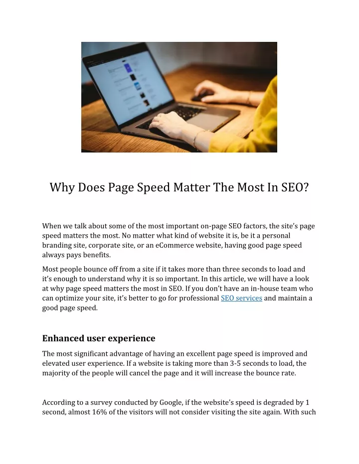 why does page speed matter the most in seo