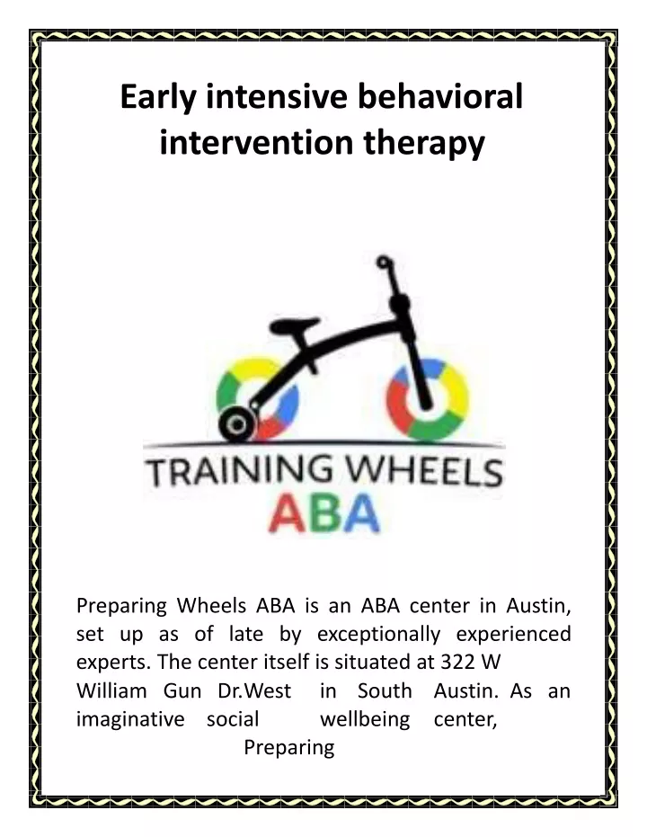 early intensive behavioral intervention therapy