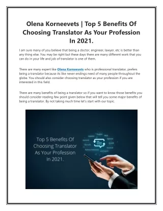 Olena Korneevets | Top 5 Benefits Of Choosing Translator As Your Profession In 2021.