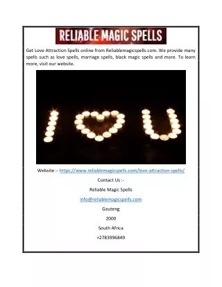 Love Attraction Spells Online | Reliablemagicspells.com