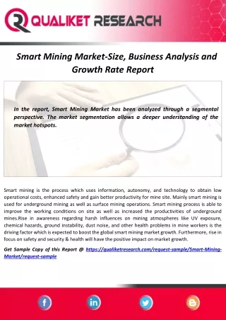 Massive Growth of Smart Mining Market 2020-2027 with Top key players, Size, Share, Application, Regional Analysis 2020-2