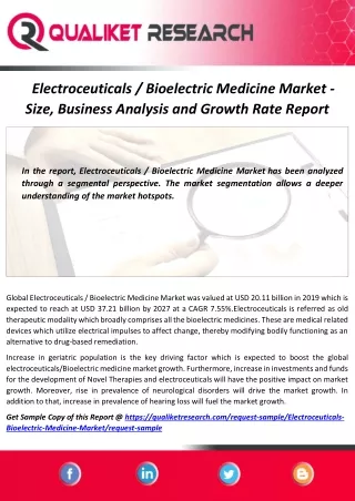 Electroceuticals / Bioelectric Medicine Market Technology, Industry Trend Application And Manufacturers Future Projectio