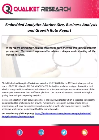 Embedded Analytics Market  Size,Share, Trend,growth and Application  2020-2027