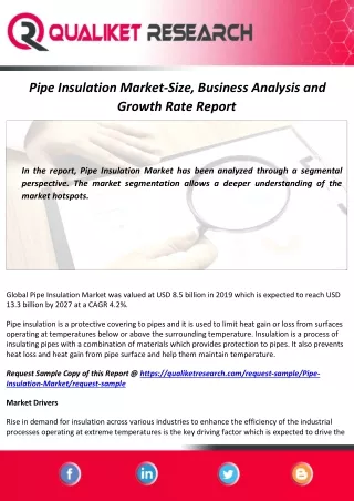 Pipe Insulation Market Size, Share, Analysis and Forecast Report by 2027