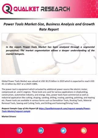 Power Tools Market Size, Share, Demand and Forecast Report to 2027