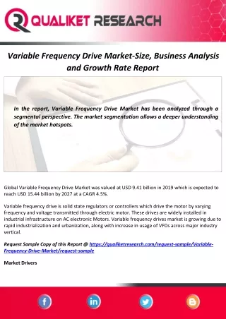 Variable Frequency Drive Market Size and Analysis Report to 2027