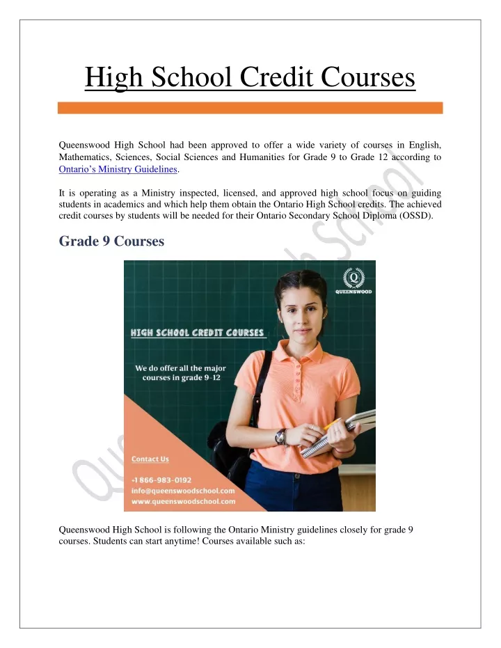 high school credit courses
