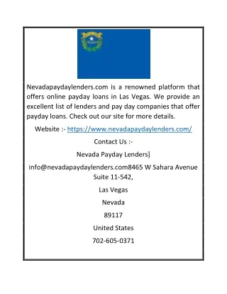 Payday Loans Las Vegas | Nevadapaydaylenders.com