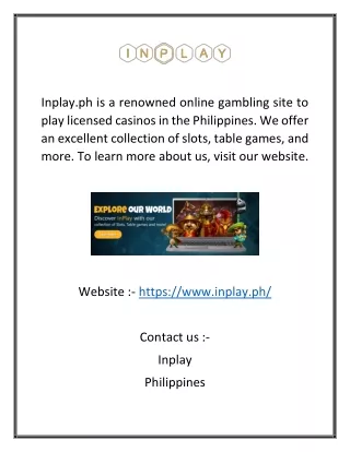 Licensed Online Casino Philippines | Inplay.ph