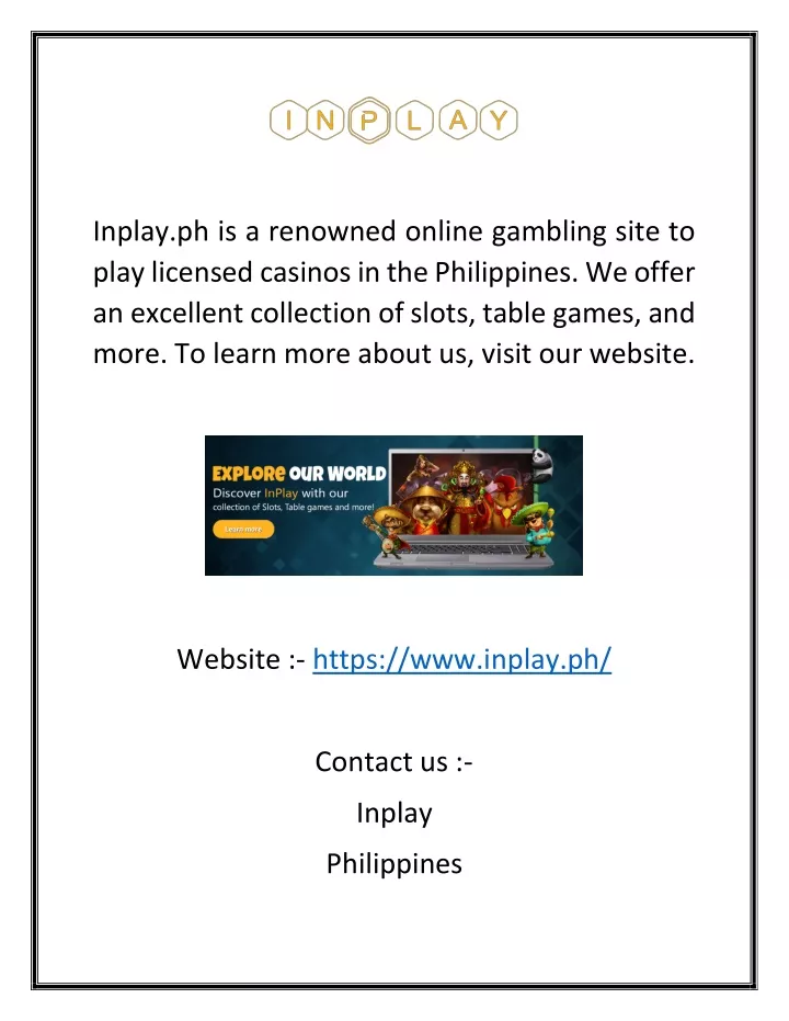 inplay ph is a renowned online gambling site