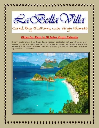 Villas for Rent in St John Virgin Islands