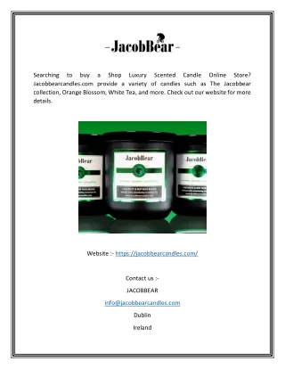 Luxury Scented Candle Online Store | Jacobbearcandles.com