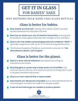 When babies receive human donor milk, they should get it in glass