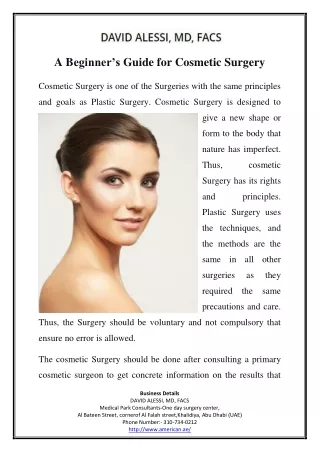 a b eginner s guide for cosmetic surgery