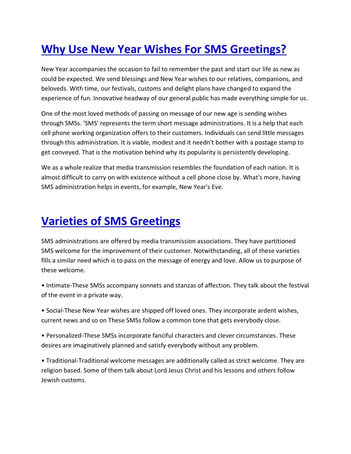 why use new year wishes for sms greetings