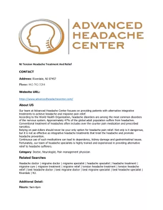 NJ Tension Headache Treatment And Relief
