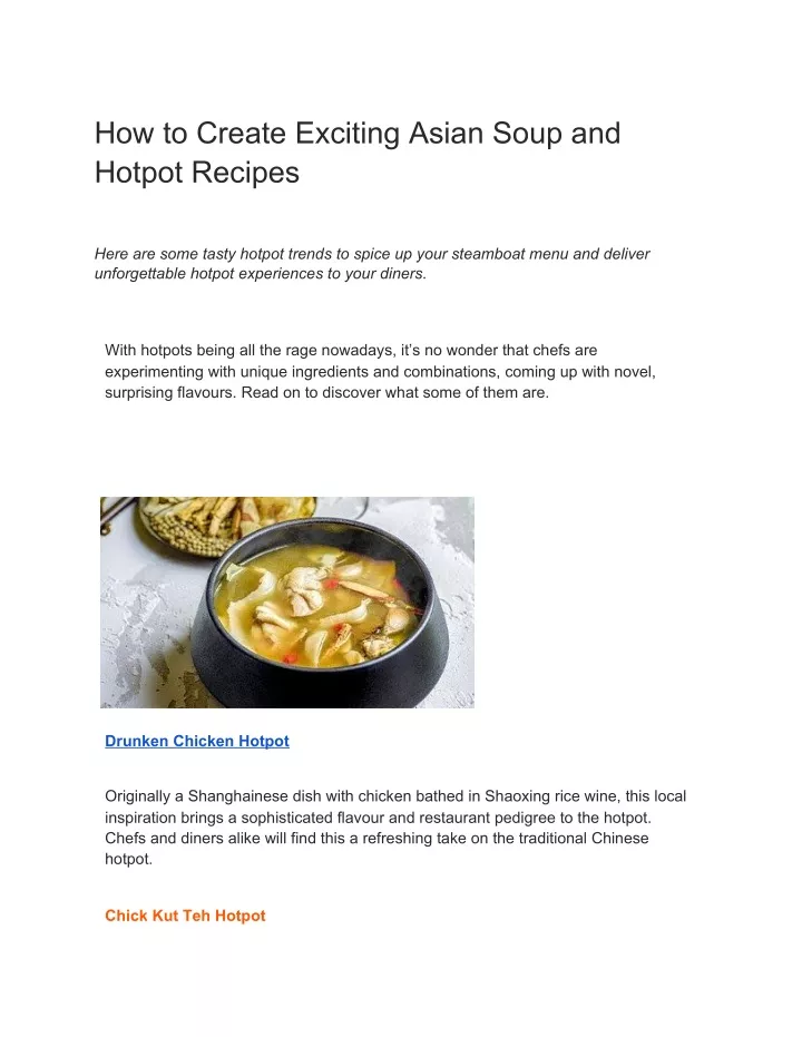 how to create exciting asian soup and hotpot