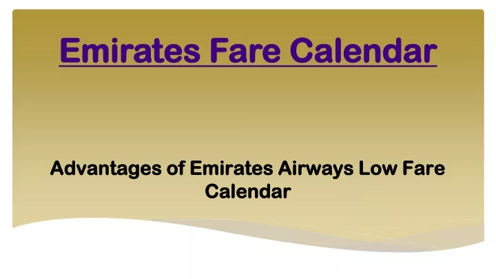 emirates fare calendar