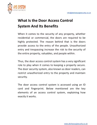 What Is the Door Access Control System And Its Benefits?