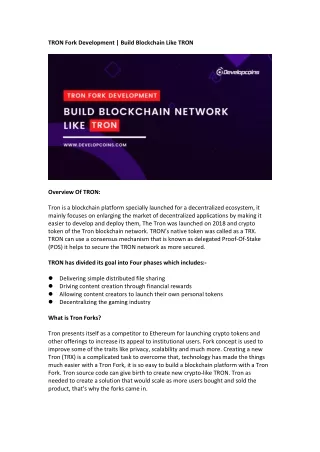 tron fork development build blockchain like tron