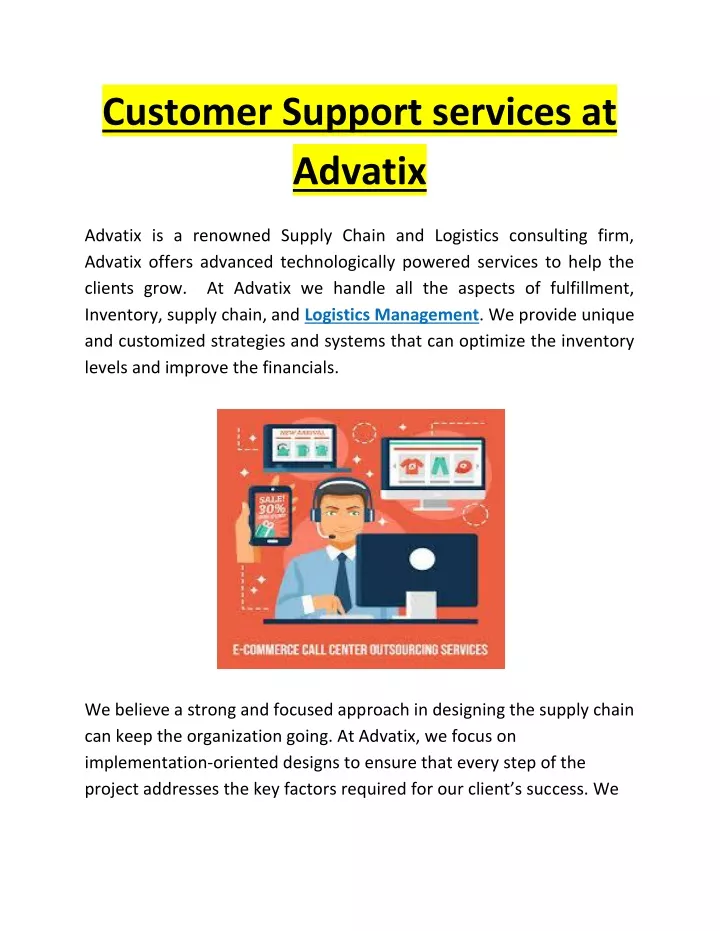 customer support services at advatix