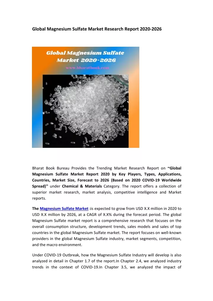 global magnesium sulfate market research report