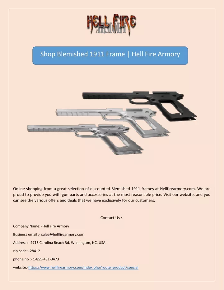 PPT Shop Blemished 1911 Frame Hell Fire Armory PowerPoint