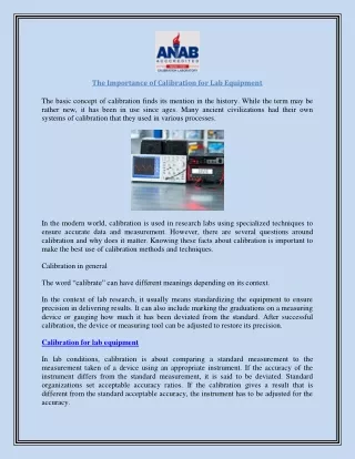 the importance of calibration for lab equipment