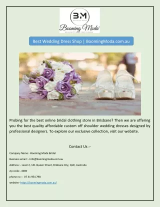 Best Wedding Dress Shop | BoomingModa.com.au