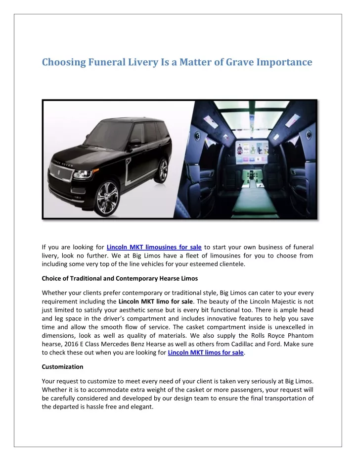 choosing funeral livery is a matter of grave