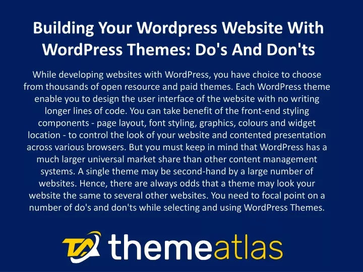 building your wordpress website with wordpress themes do s and don ts