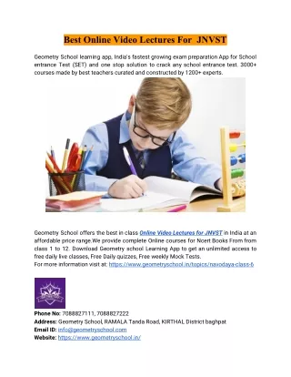 best online video lectures for jnvst