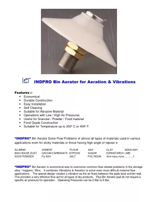 indpro bin aerator for aeration vibrations