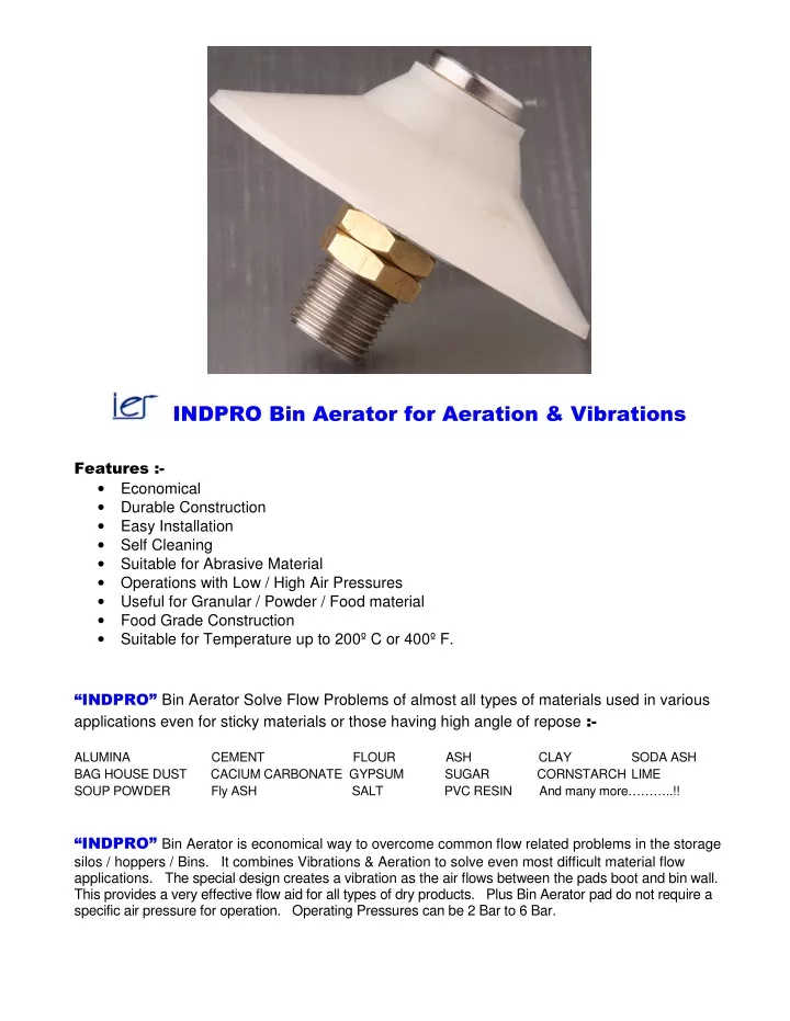 indpro bin aerator for aeration vibrations